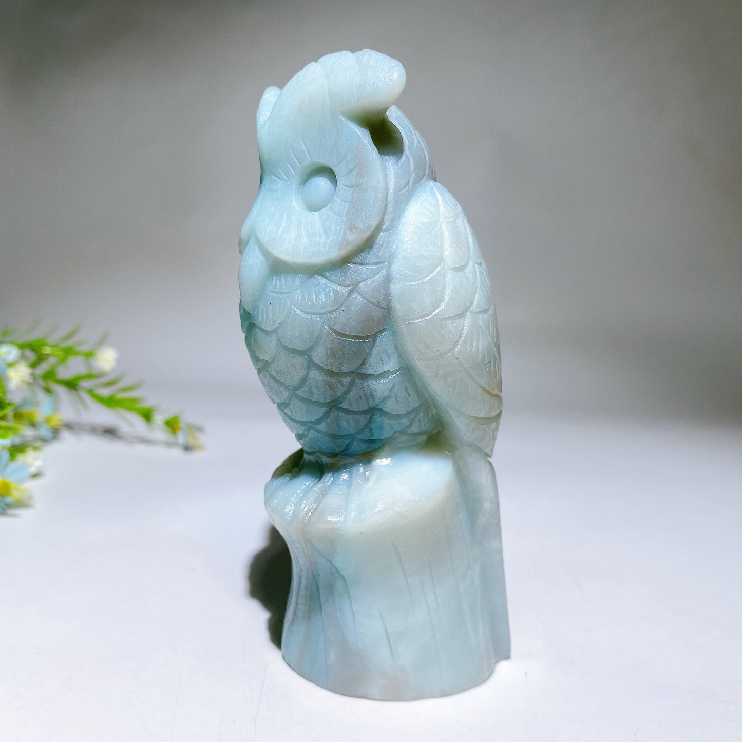 4.6" Sky Blue Owl Carving Crystal Healing Bulk Wholesale