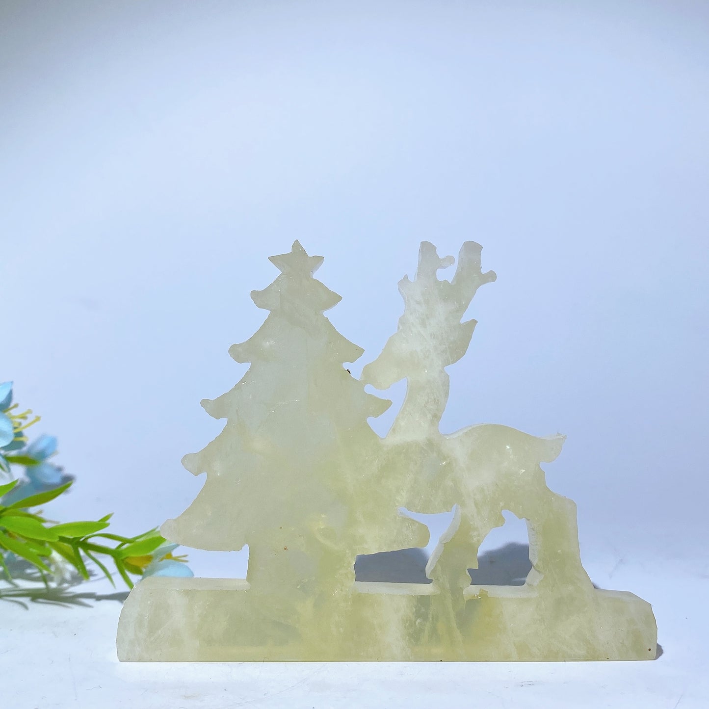 3.0" Mixed Crystal Christmas Tree with Deer Carvings Bulk Wholesale