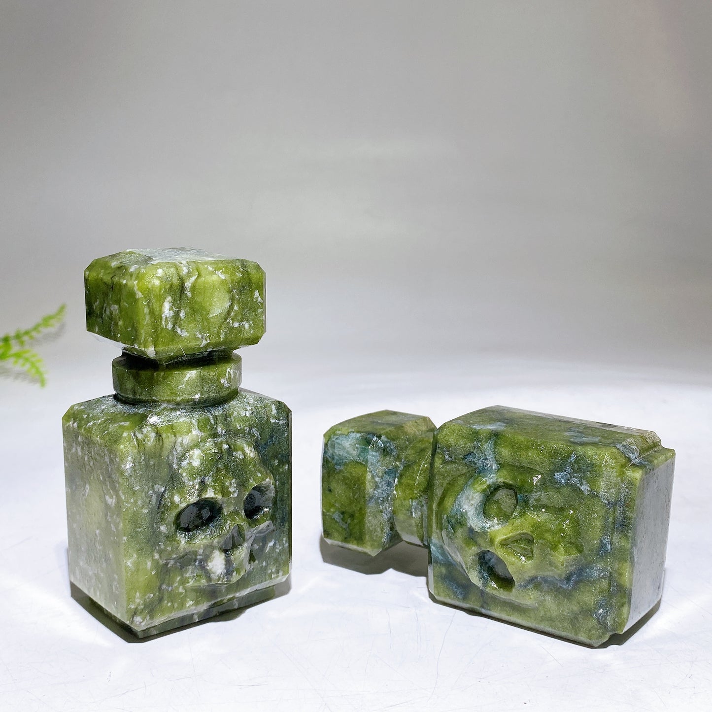 3.5" Natural Serpentine Poison Bottle Carving for Halloween Crystal Healing Bulk Wholesale
