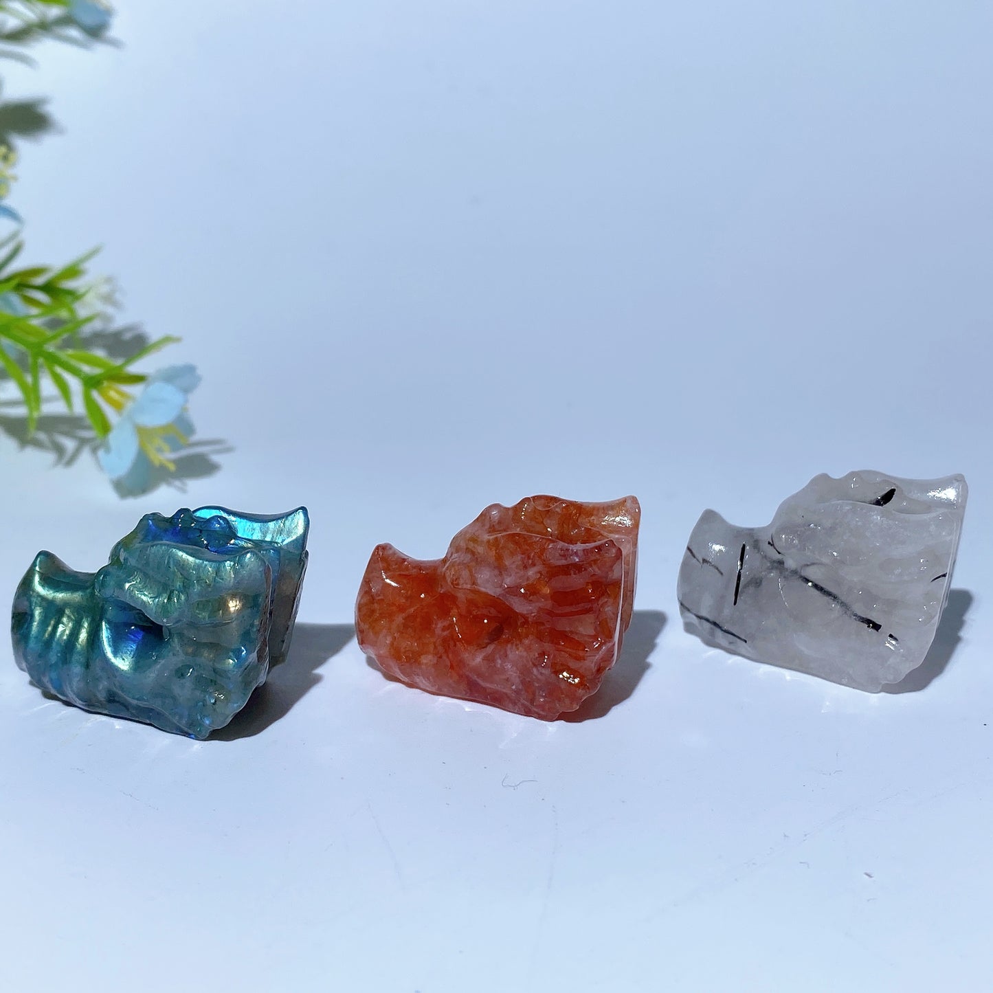 1.2" Mini Crystal Dragon Head Carvings Bulk Wholesale