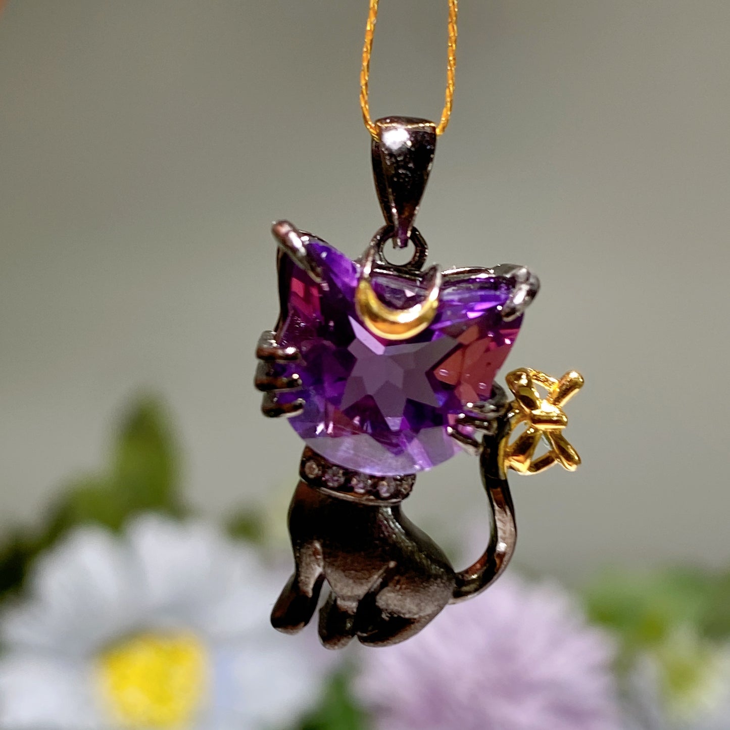 Amethyst Citrine S925 Cat Pendant Crystal Healing Bulk Wholesale