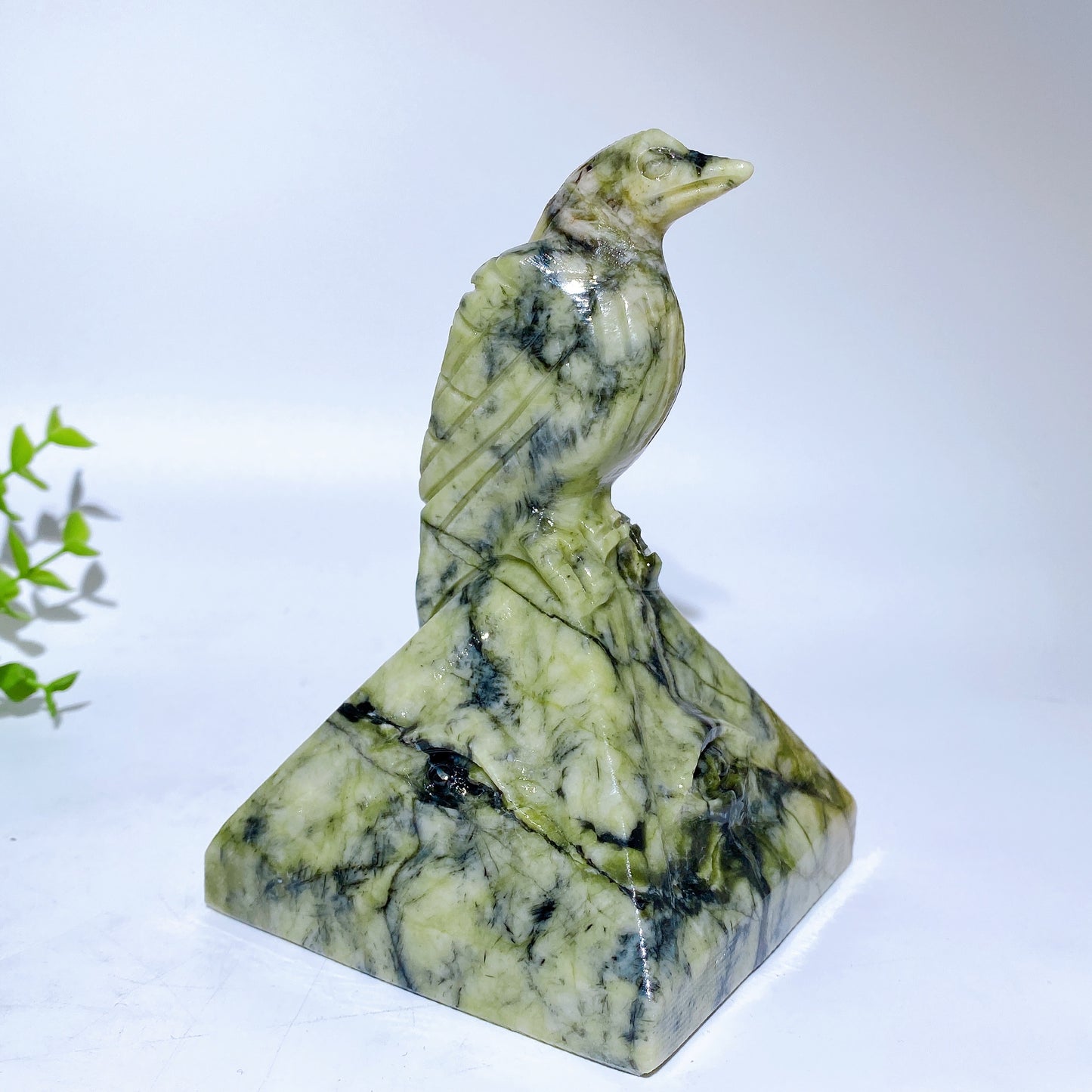 5.2" Jade Raven on Pyramid Carvings Bulk Wholesale