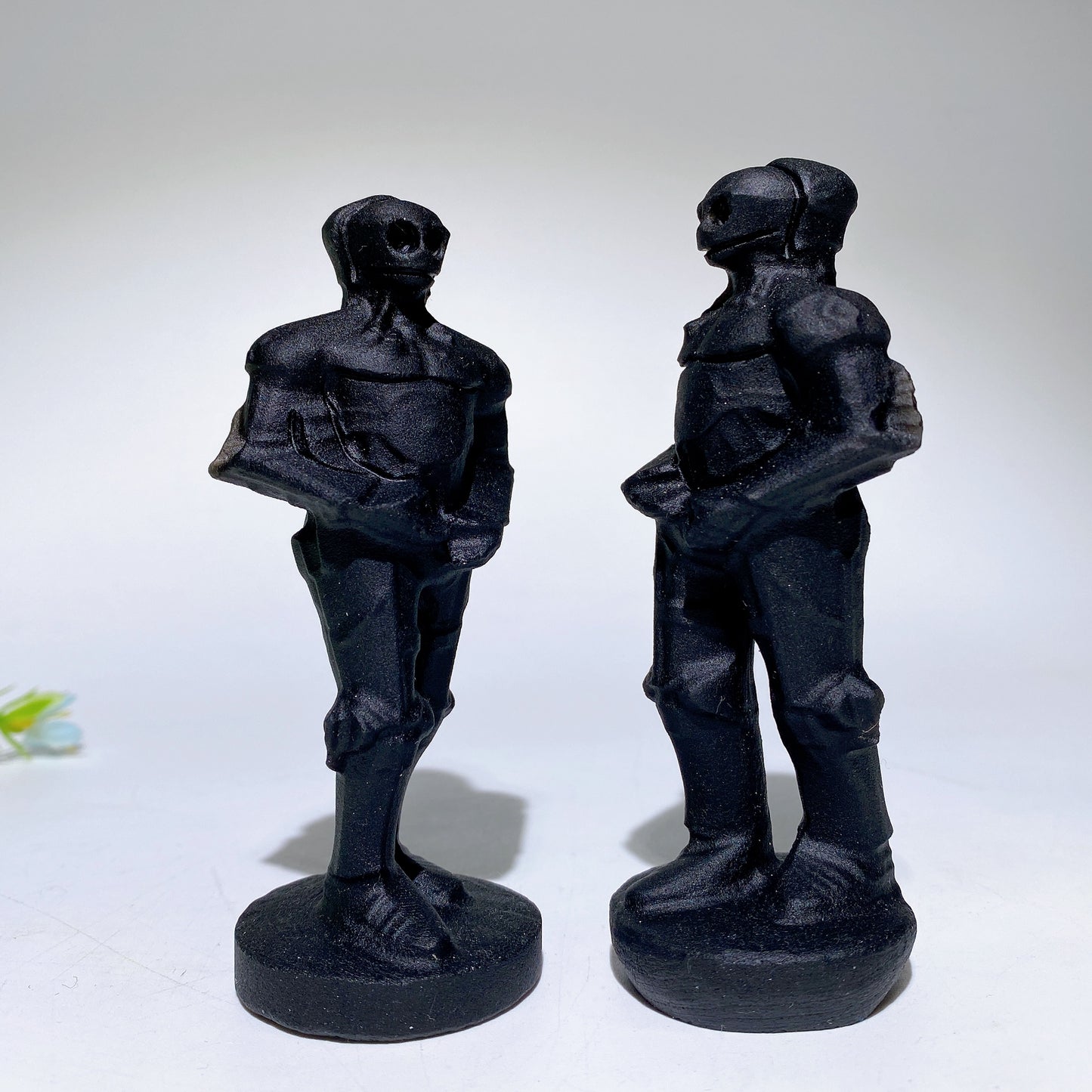 4.0" Black Obsidian Skeleton Soldier Carvings Bulk Wholesale