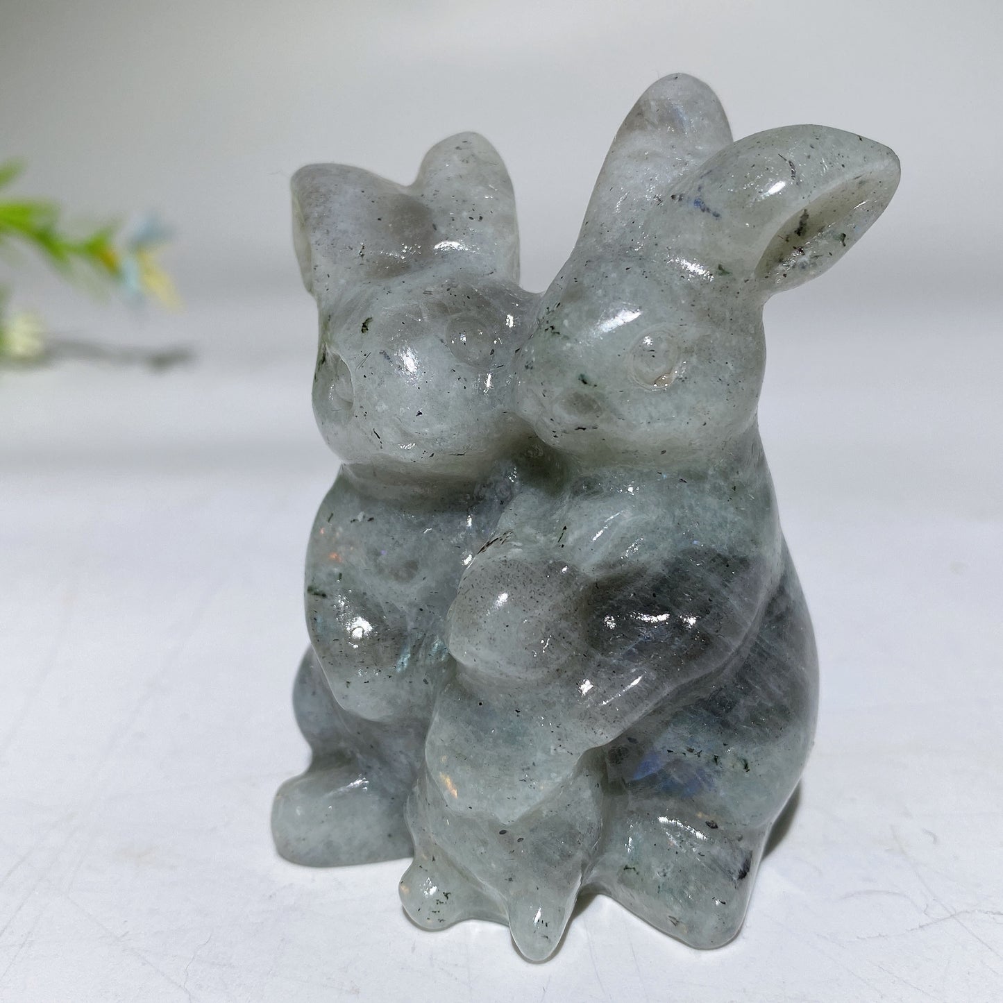 2.4" Crystal Rabbit Family Carvings Bulk Wholesale