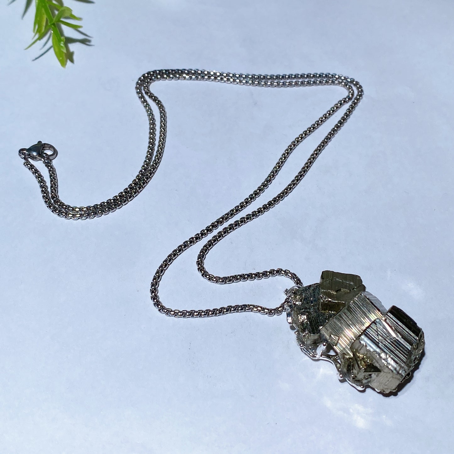 Raw Pyrite Pendant with Chain Necklace Crystal Healing Bulk Wholesale