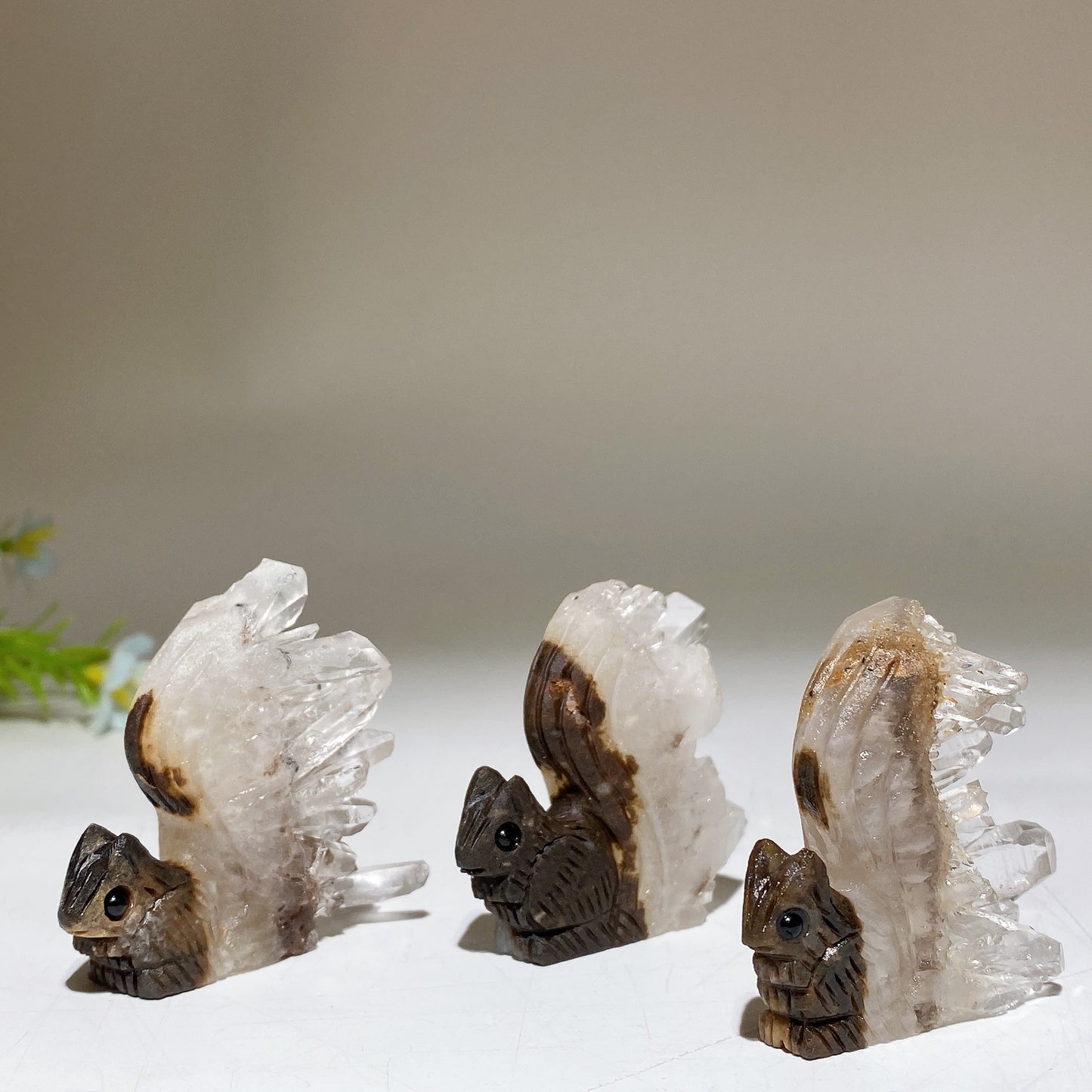 1.8" Clear Quartz Cluster Squirrel Carving Bulk Wholesale