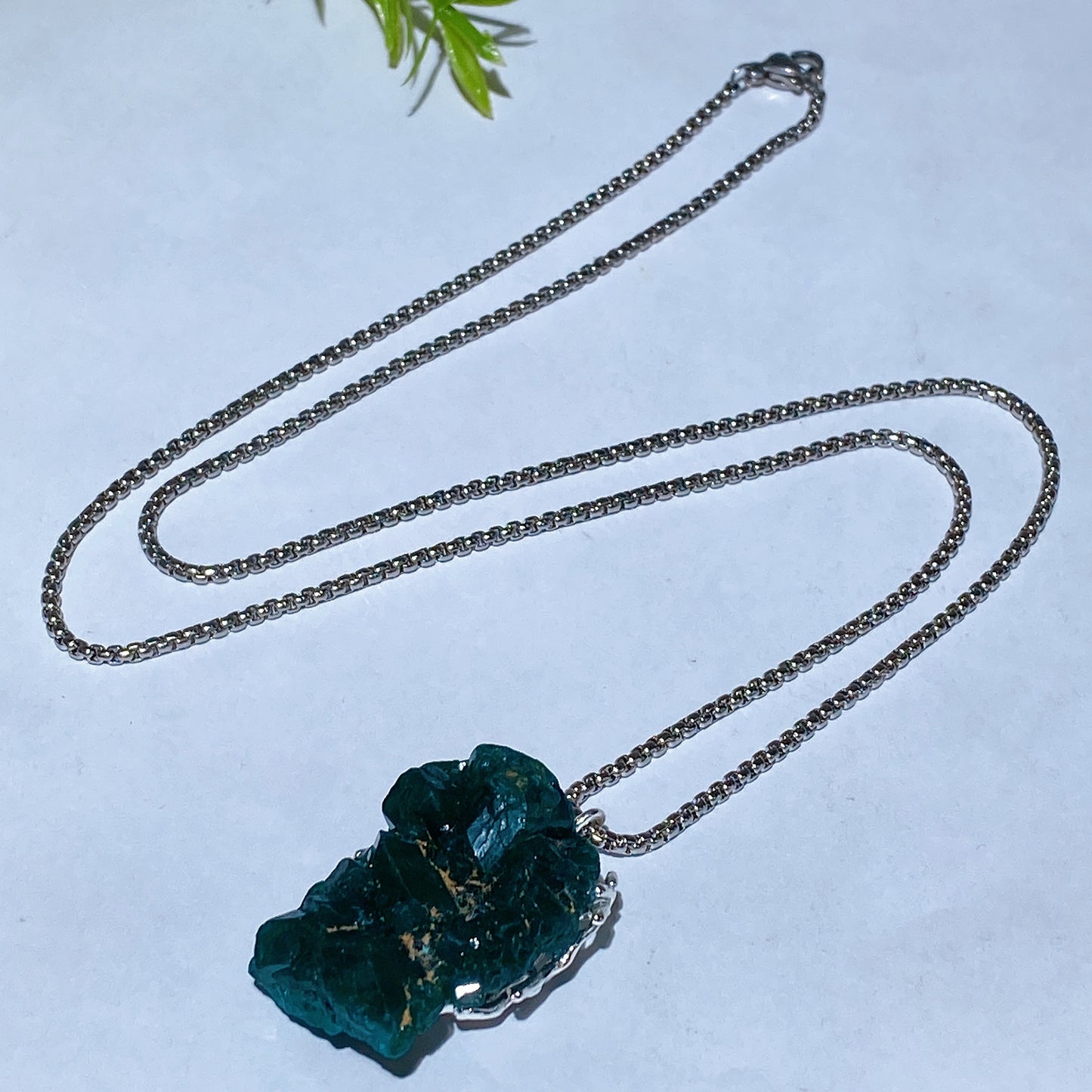 Raw Dioptase Pendant with Chain Necklace Crystal Healing Bulk Wholesale