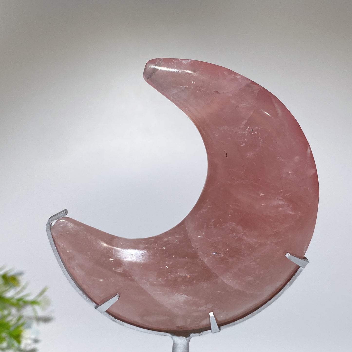 3.5" Rose Quartz Moon Carving with Stand Crystal Healing Bulk Wholesal