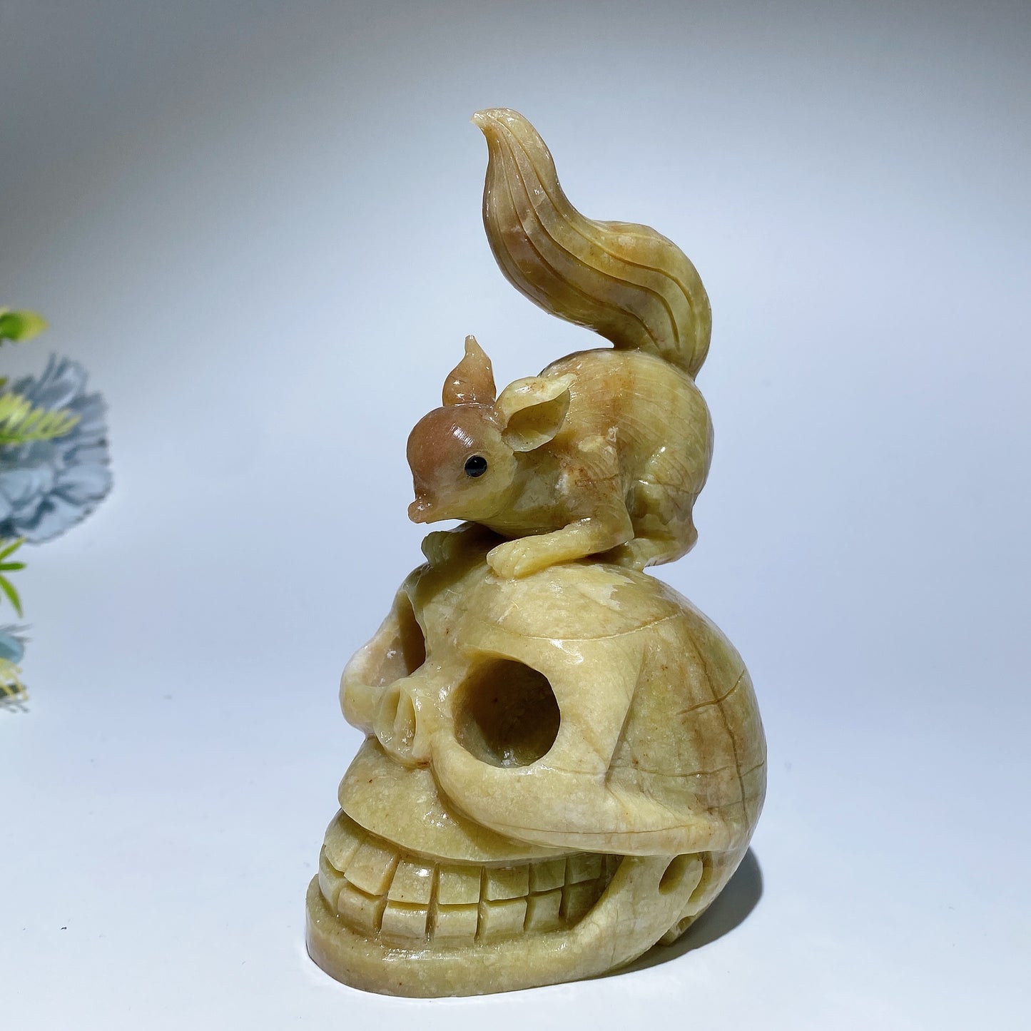 Jade Squirrel Monkey with Skull Carving Crystal Healing Bulk Wholesale