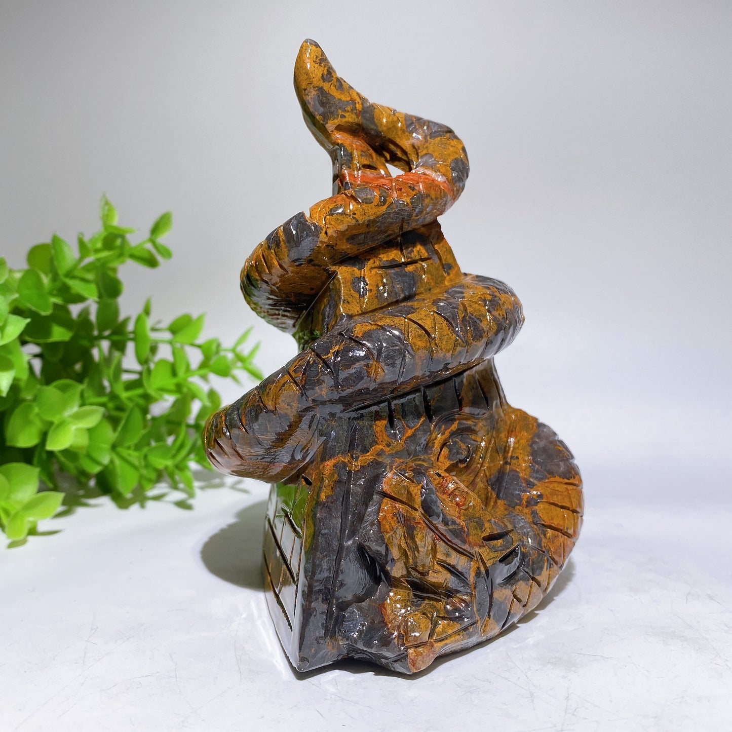 5.2" Jade Snake on Pyramid Carving Crystal Healing Bulk Wholesale