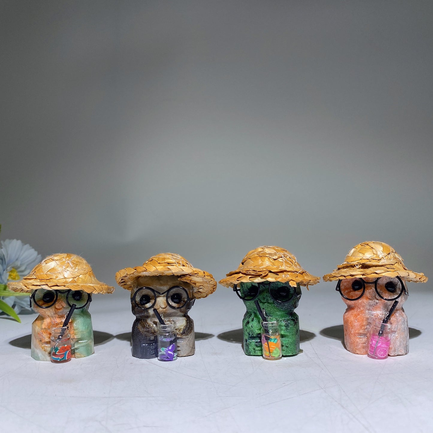 Raw Crystal Child Carving with Straw Hat Crystal Healing Bulk Wholesale