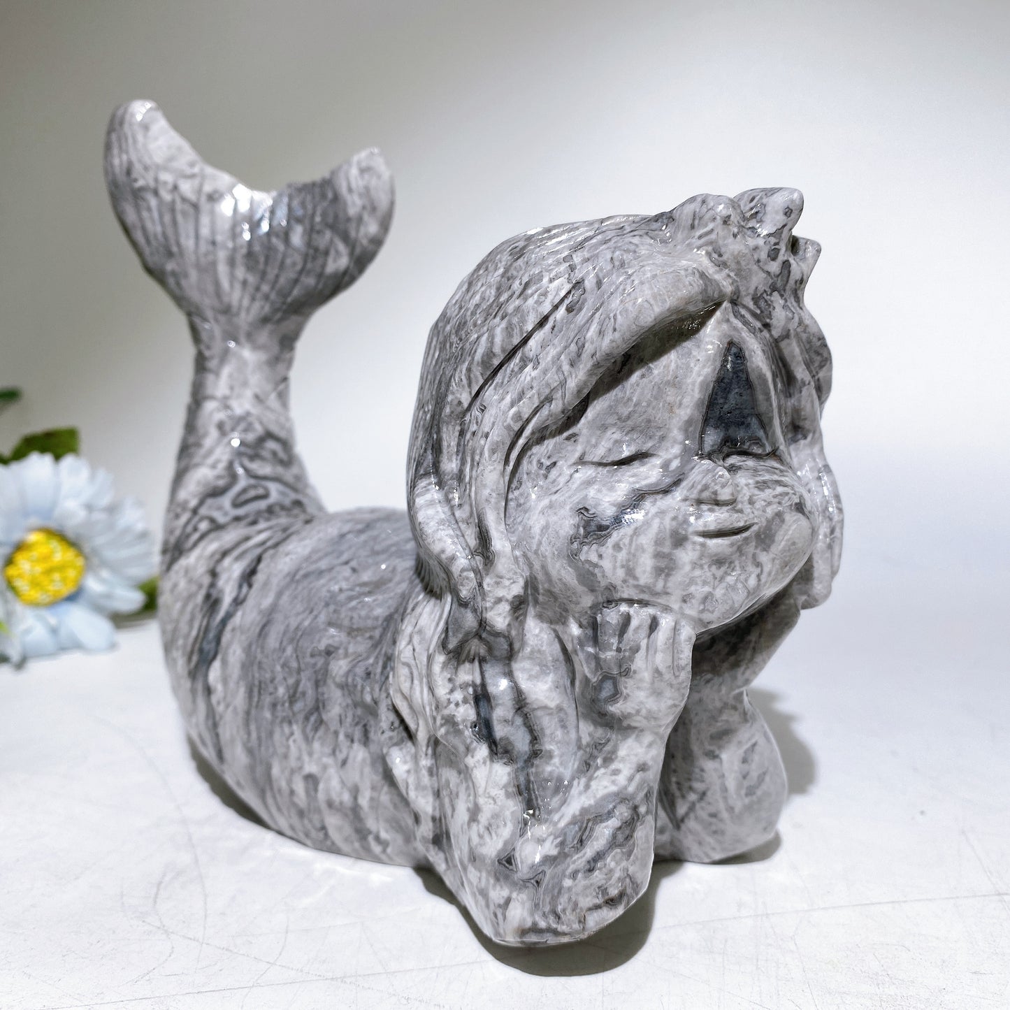 18cm Jade Mermaid Carving Cryrstal Healing Bulk Wholesale