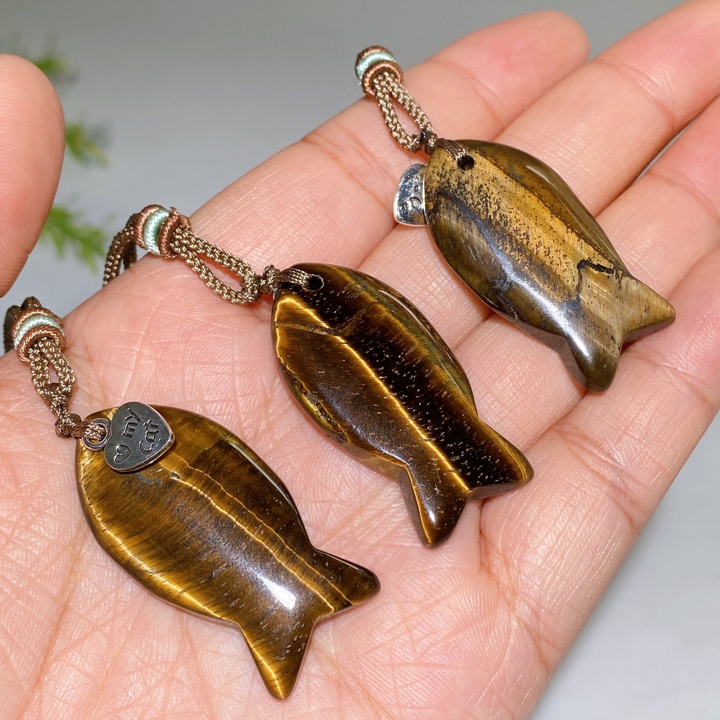 Yellow Tiger's Eye Fish with Cord Necklace Crystal Healing Bulk Wholesale