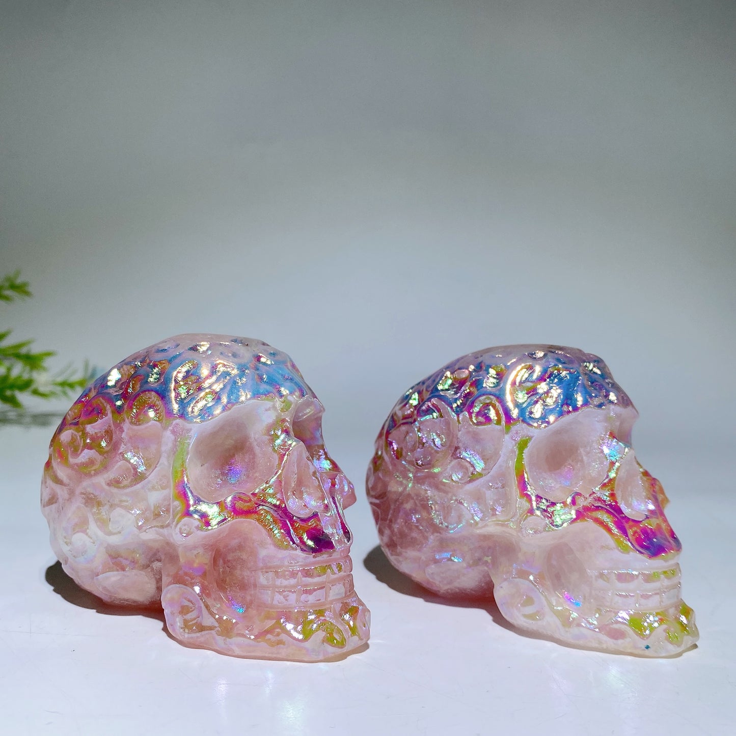 3.2" Aura Rose Quartz Skull Carving Crystal Healing Bulk Wholesale