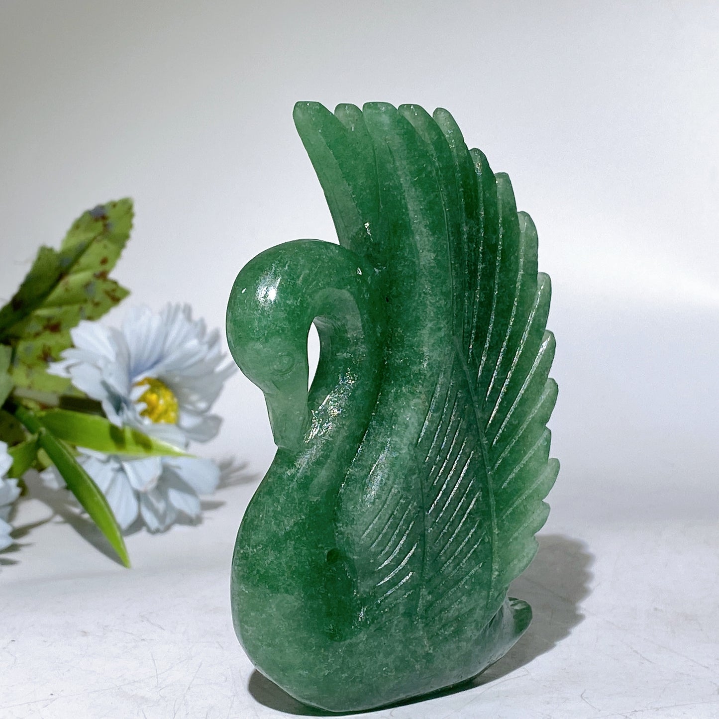 4.5" Crystal Strawberry Quartz Honeycomb Calcite Swan Carving Crystal Healing Bulk Wholesale