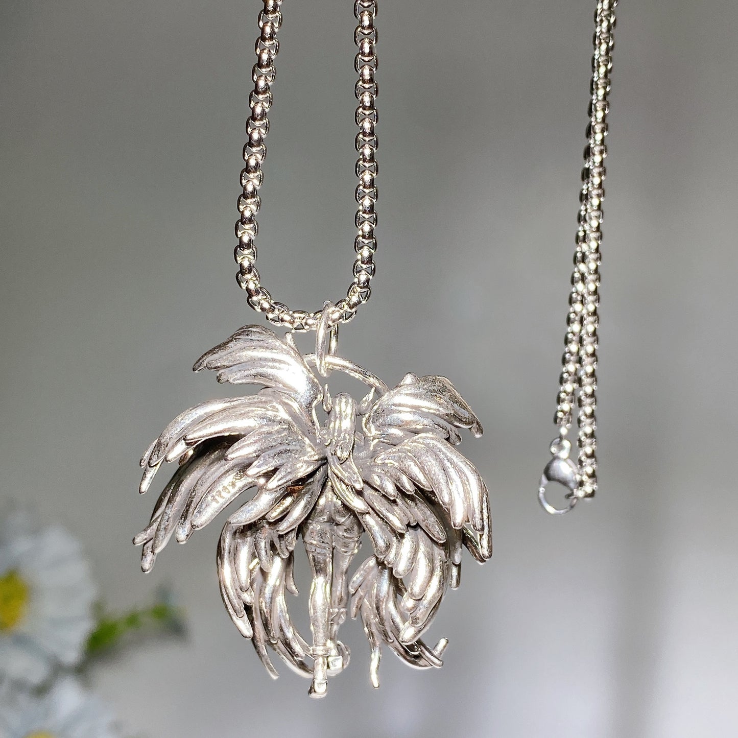 Metal Silver Angemon Necklace Crystal Healing Bulk Wholesale