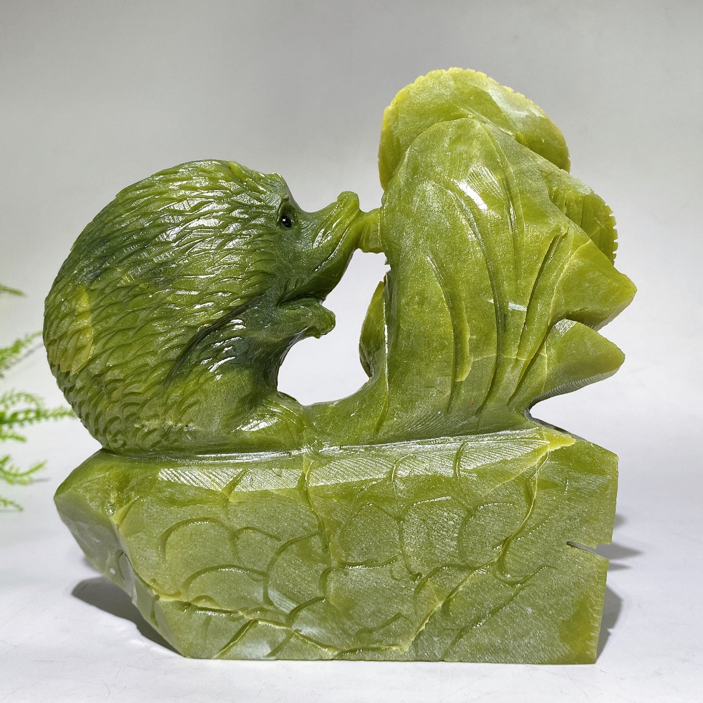 18cm Hand Carved Unique Serpentine Hedgehog Carving Free Form Crystal Healing Bulk Wholesale