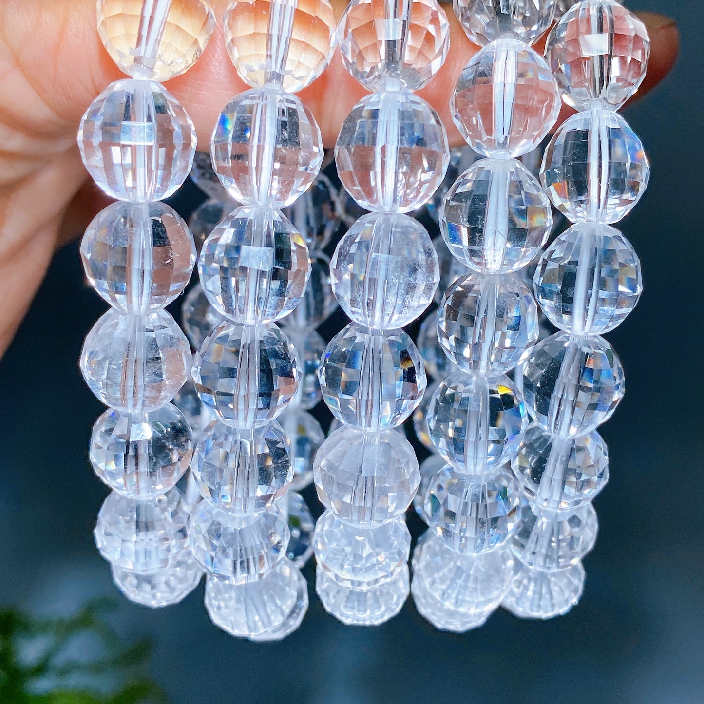 12mm Faceted Clear Quartz Bracelet Crystal Healing Bulk Wholesale