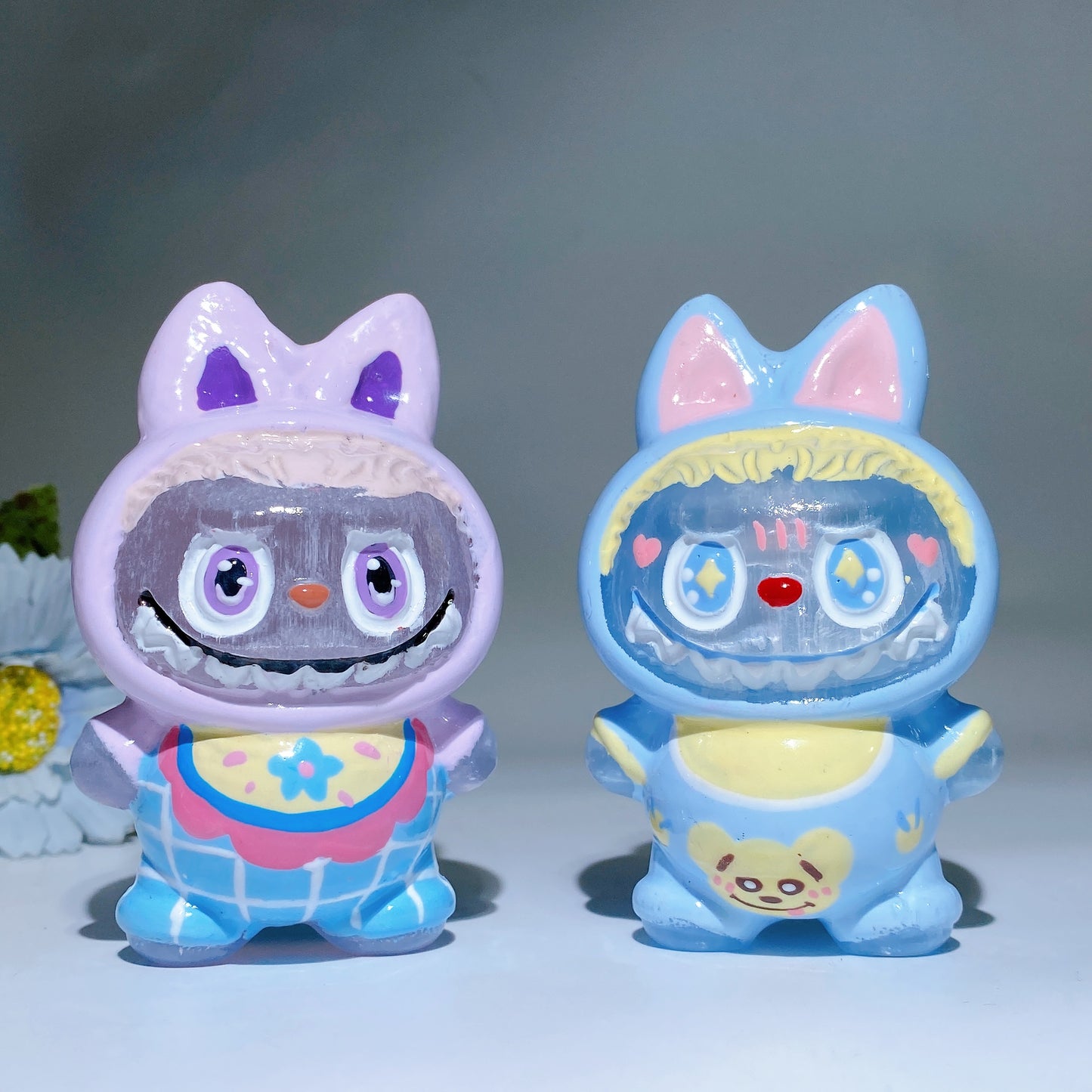 3.8" Selenite Labubu Carving with Hand Painting Crystal Healing Bulk Wholesale