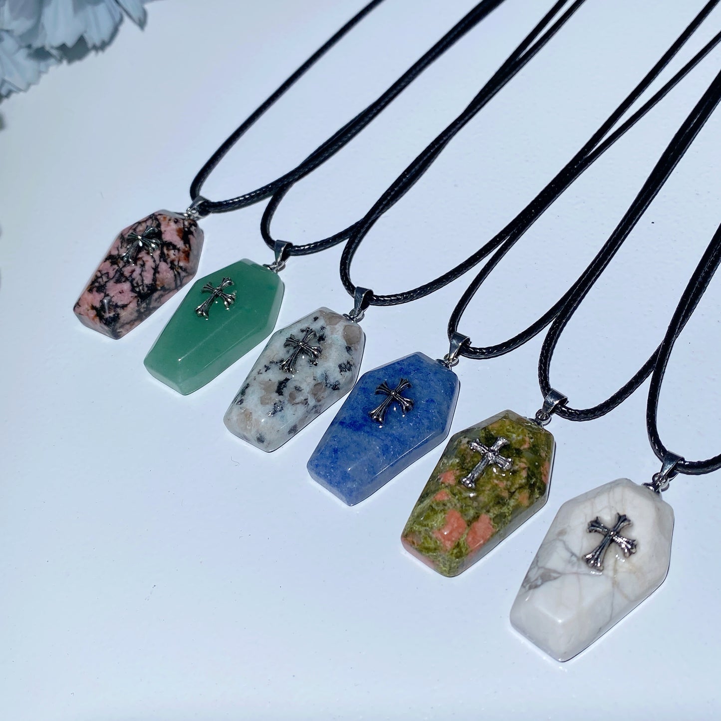 1.2" Mixed Crystal Coffin Pendant Necklace Bulk Wholesale
