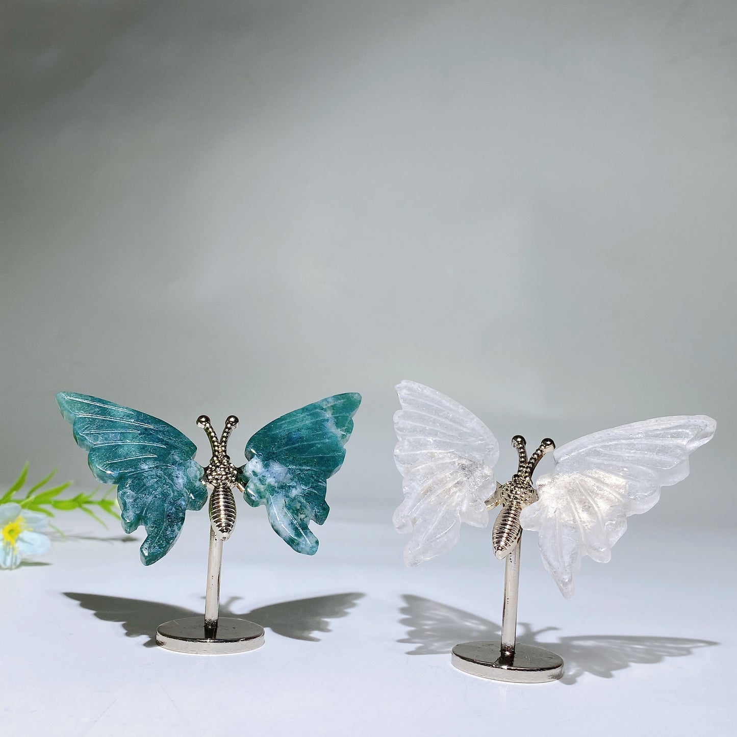 Crystal Butterfly with Fixed Metal Stand Crystal Healing Bulk Wholesale