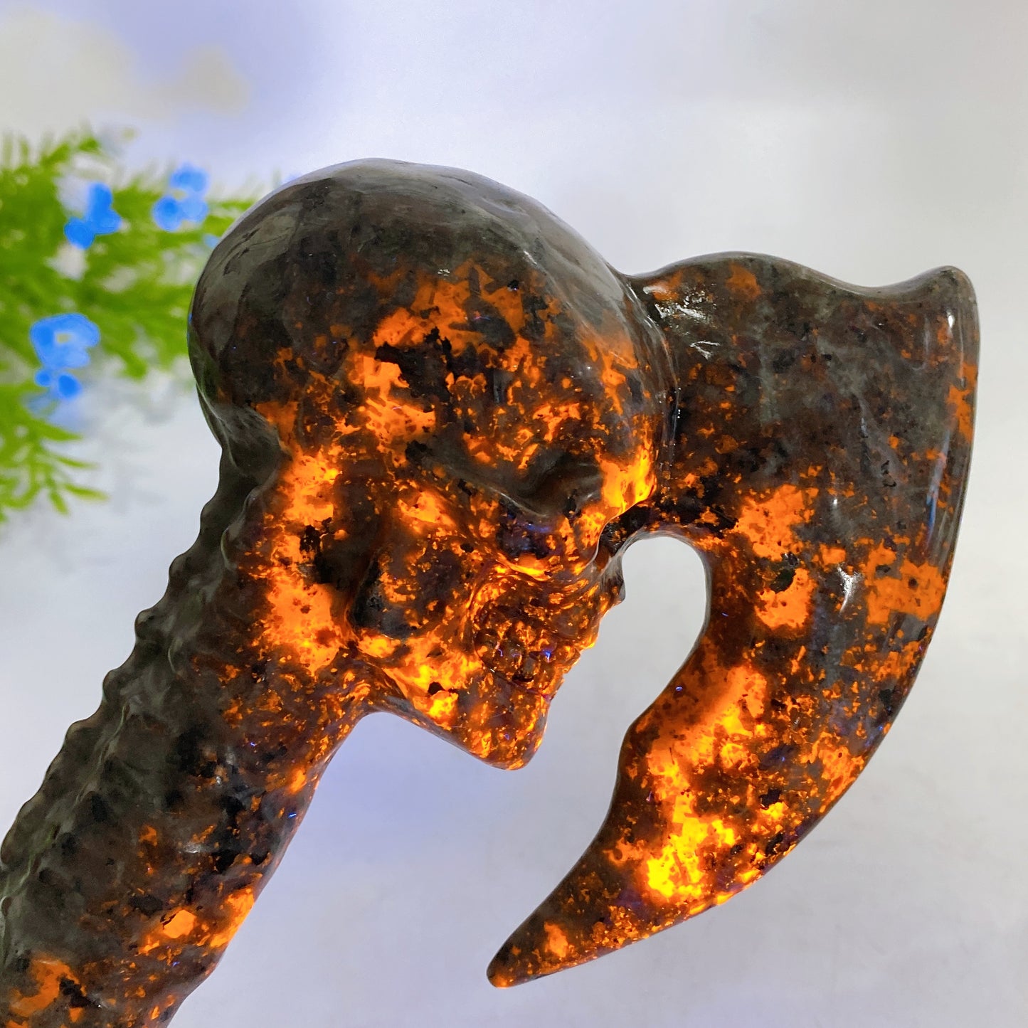 19cm Hand Carved Natural Crystal Skull Axe Crystal Healing Bulk Wholesale