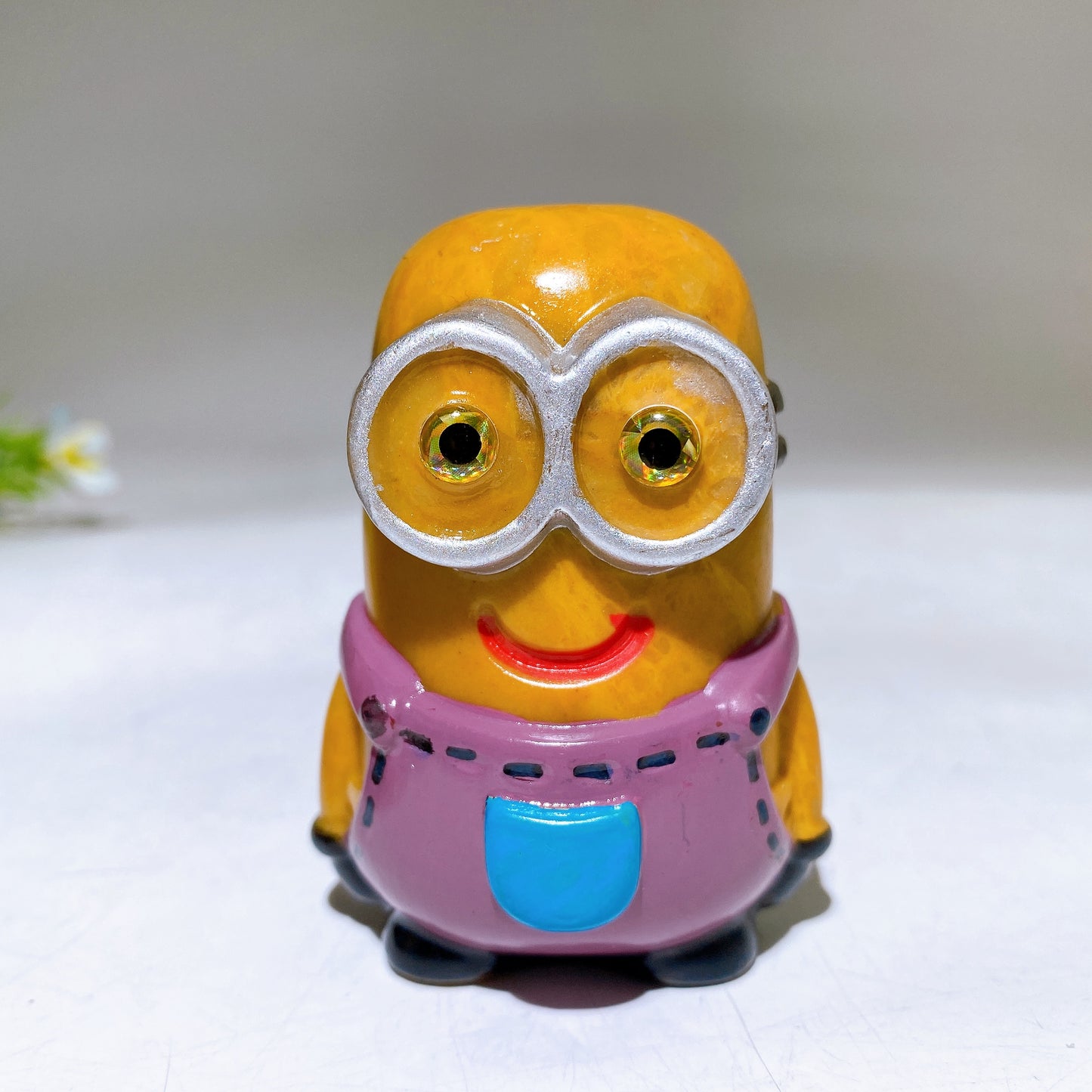2.7" Yellow Jade Minion with Painting Carving Crystal Healing Bulk Wholesale