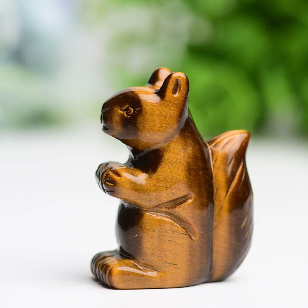 2.0" Tiger's Eye Squirrel Crystal Carving Animal Bulk Best Crystal Wholesalers