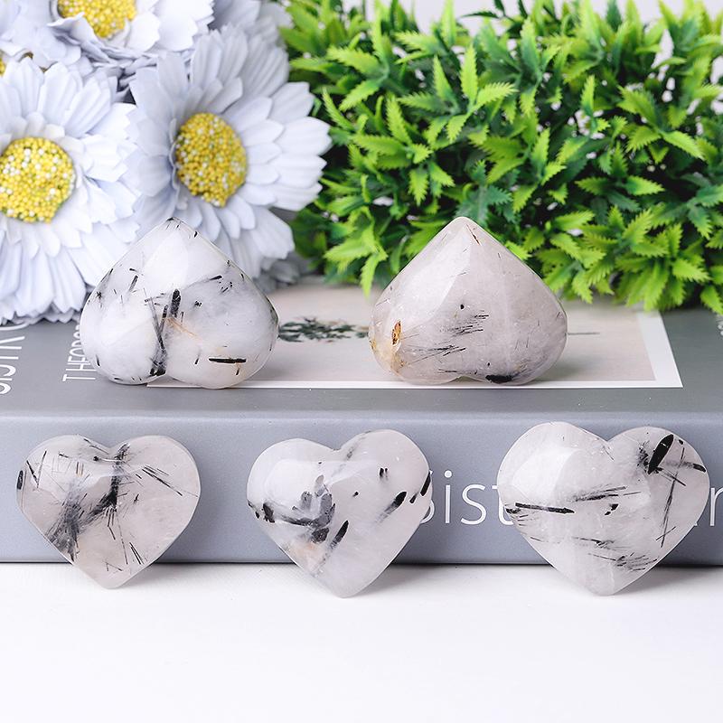 2.0" Black Tourmaline Heart Shape Crystal Carvings Best Crystal Wholesalers