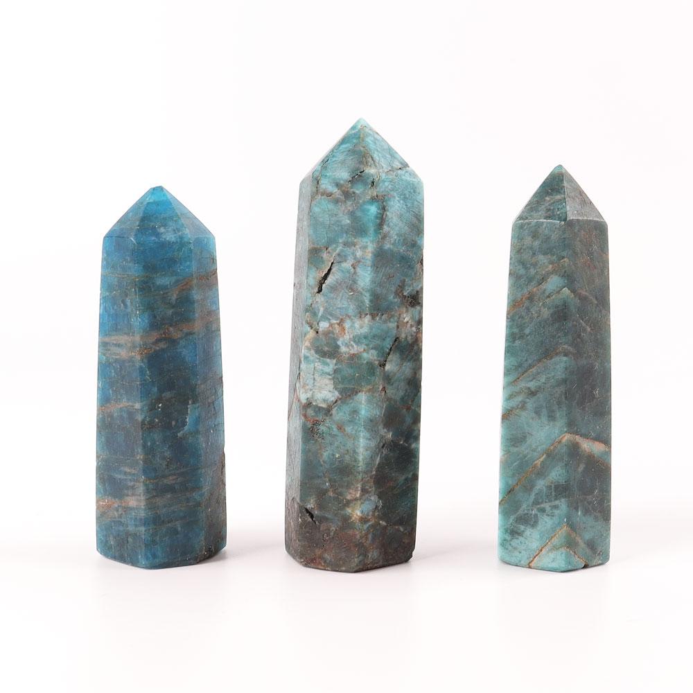 Set of 3 Blue Apatite Towers Points Bulk Best Crystal Wholesalers