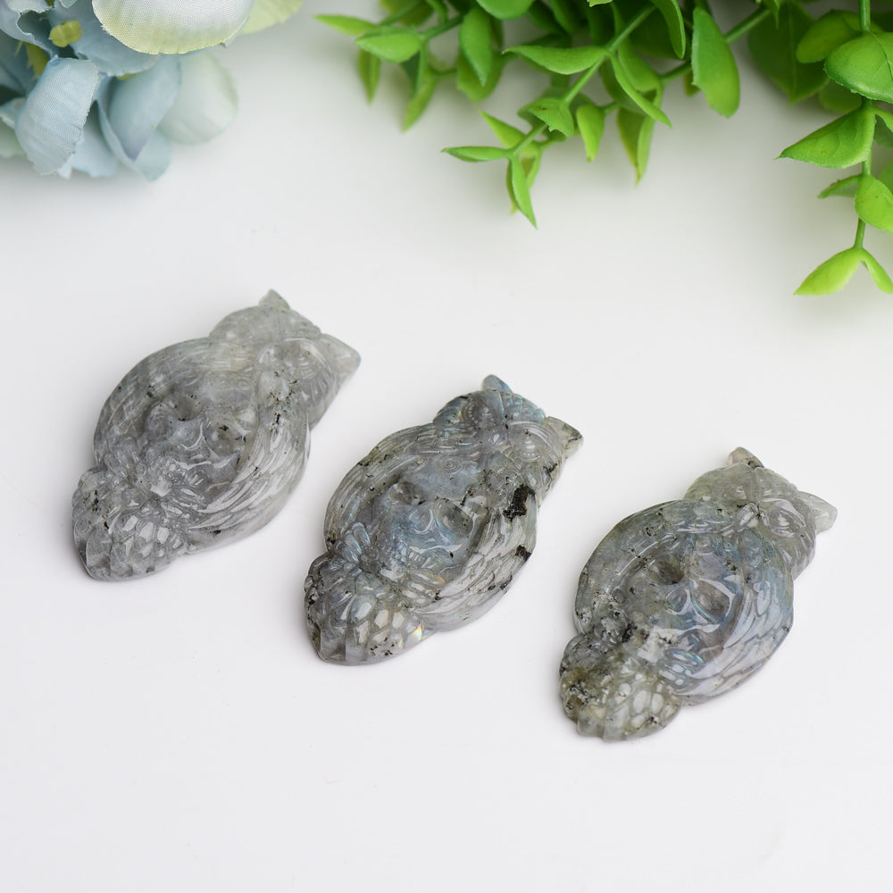 2.1" Labradorite Owl with Skull Dec Crystal Carving Bulk Best Crystal Wholesalers