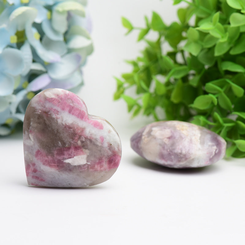 2.5" Pink Tourmaline Heart Shape & Palm Stone Bulk Crystal wholesale suppliers