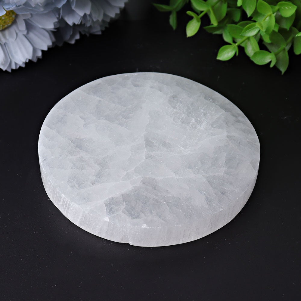 4" Selenite Coaster with Printing Best Crystal Wholesalers