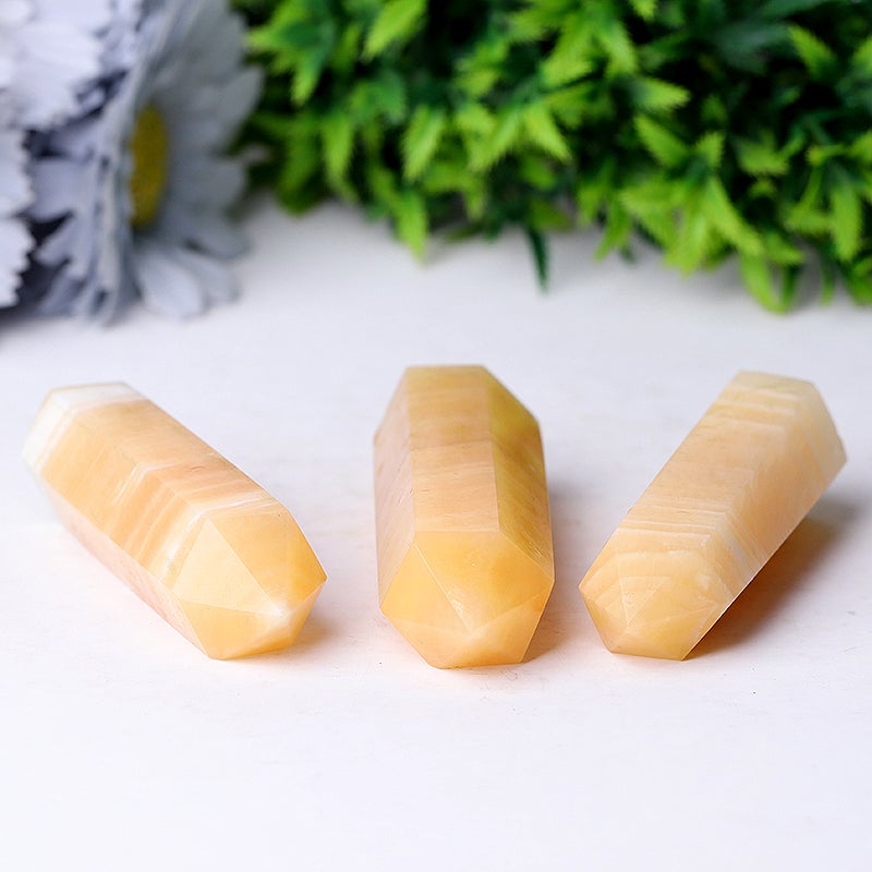 Set of 3 Orange Calcite Towers Points Bulk Best Crystal Wholesalers
