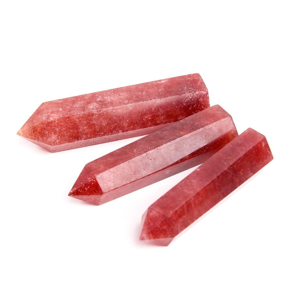 Set of 3 Strawberry Quartz Towers Points Bulk Best Crystal Wholesalers