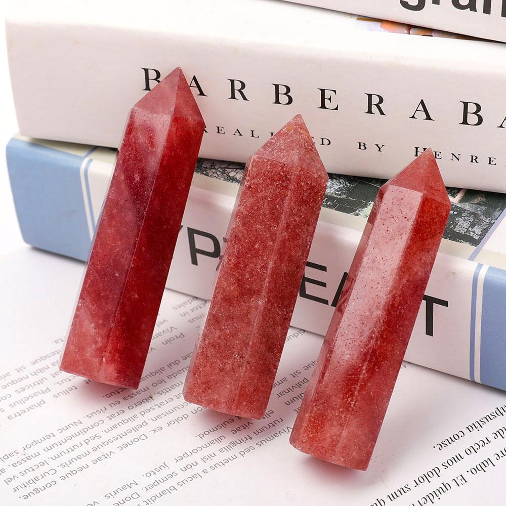 Set of 3 Strawberry Quartz Towers Points Bulk Best Crystal Wholesalers