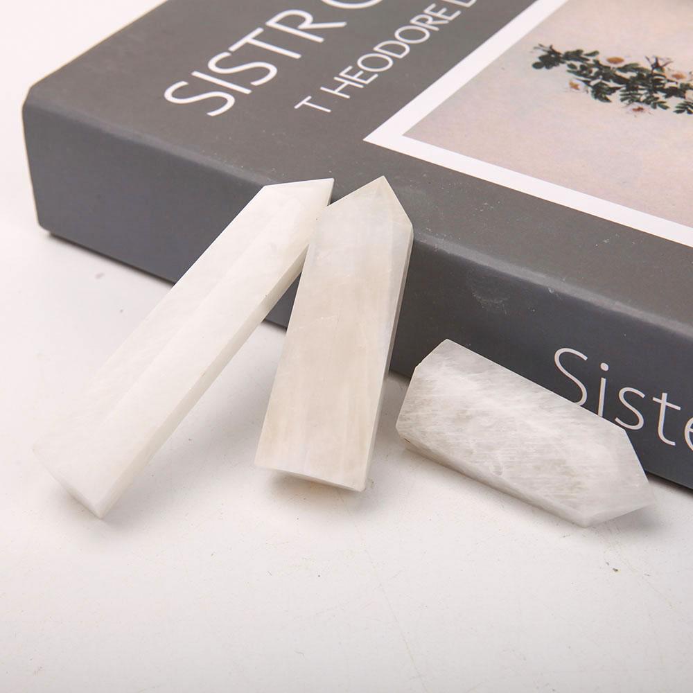 Set of 3 White Moonstone Towers Points Bulk Best Crystal Wholesalers