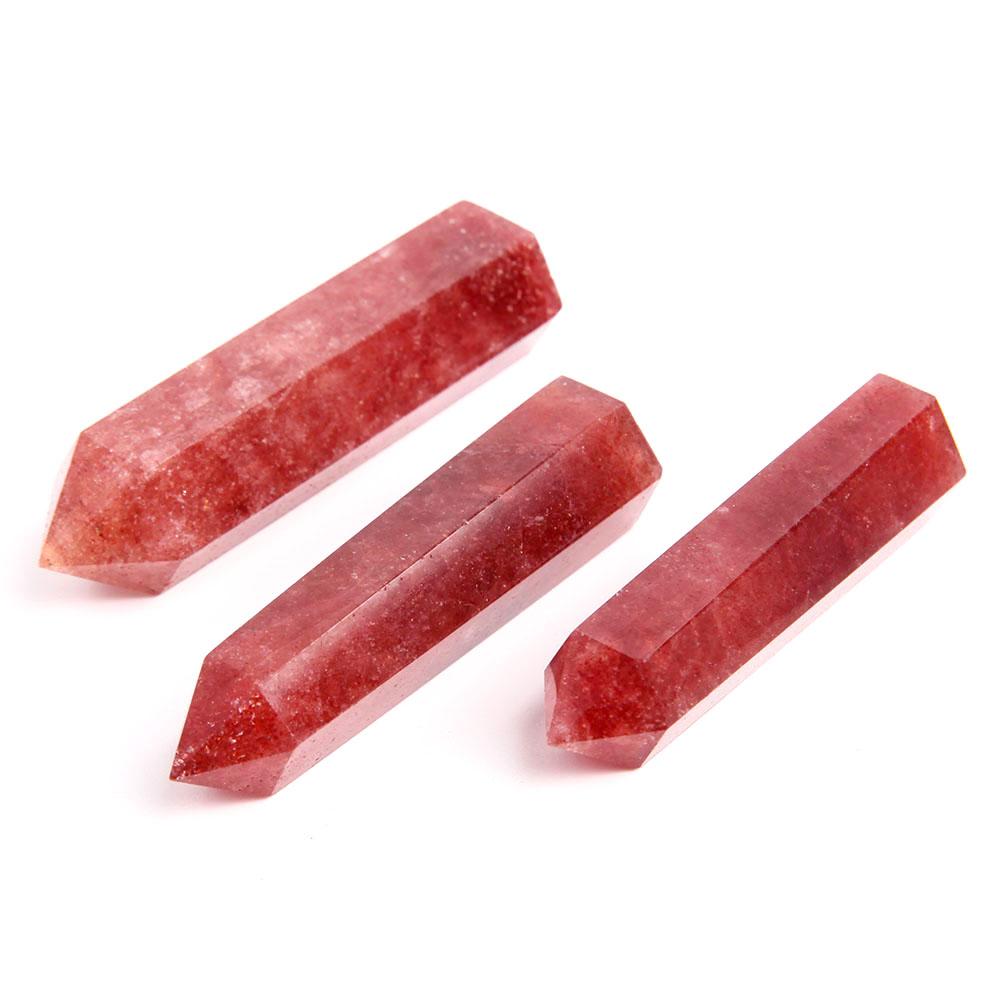 Set of 3 Strawberry Quartz Towers Points Bulk Best Crystal Wholesalers