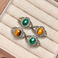 925 Silver Malachite Yellow Tiger's Eye Ring Crystal healing Bulk Wholesale