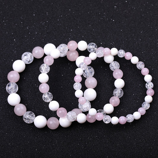 6-10mm Rose Quartz Jade Crack Clear Quartz Mixed Bracelet Bulk Wholesale