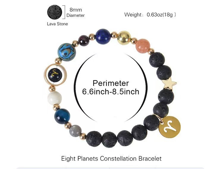 8mm Mixed Crystal Eight Planets Constellation Bracelet Bulk Wholesale