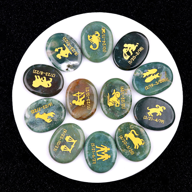 Crystal Twelve Constellation Palm Stone Set Bulk Wholesale