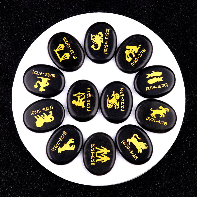 Crystal Twelve Constellation Palm Stone Set Bulk Wholesale