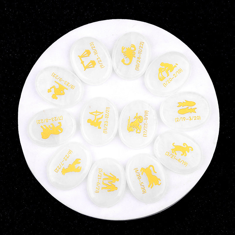 Crystal Twelve Constellation Palm Stone Set Bulk Wholesale