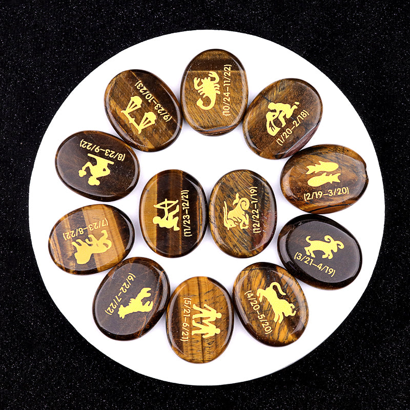 Crystal Twelve Constellation Palm Stone Set Bulk Wholesale