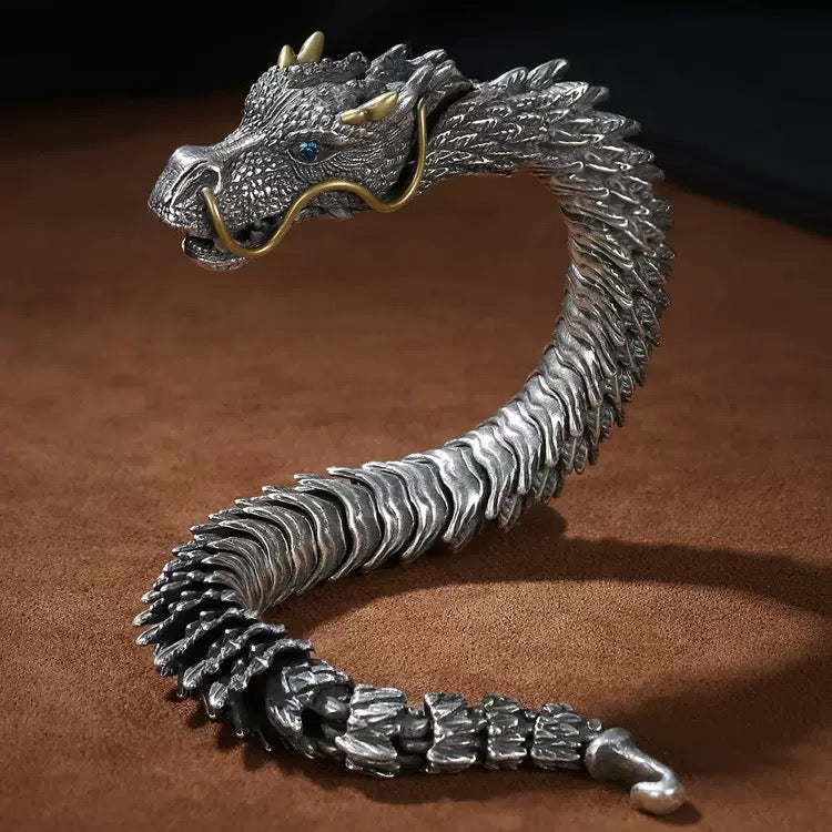 Men's Vintage Dragon Scale Link Bracelet Stainless Steel Punk Bangle Gift Bulk Wholesale