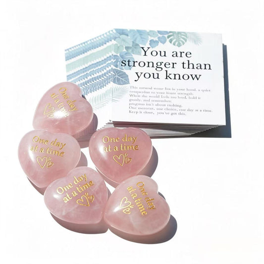 4cm Rose Quartz Heart with Card Gift Box Mother's Day Gift Crystal Healing Bulk Wholesale
