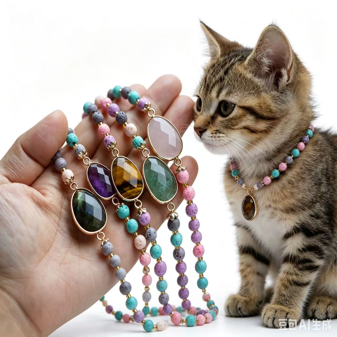 Colorful Lava Rock Necklace Chocker with Magnet Buckle for Pet Crystal Healing Bulk Wholesale