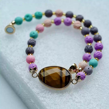 Colorful Lava Rock Necklace Chocker with Magnet Buckle for Pet Crystal Healing Bulk Wholesale
