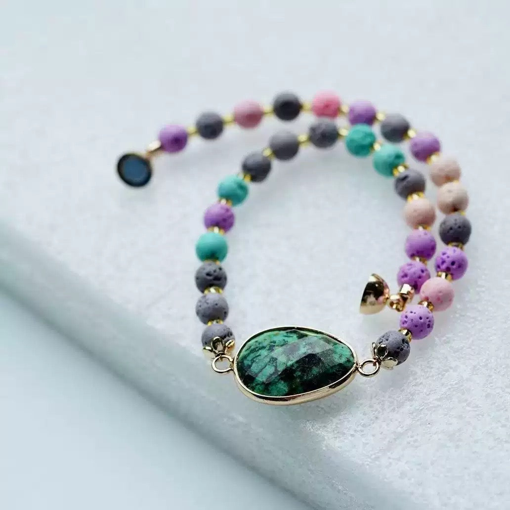 Colorful Lava Rock Necklace Chocker with Magnet Buckle for Pet Crystal Healing Bulk Wholesale